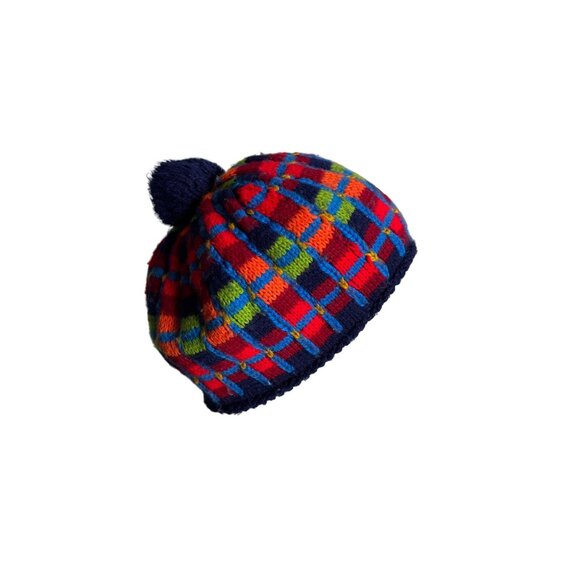 Beautiful and Colorful Handmade Wool Beanie Beret with Pom-Pom - Picture 1 of 5